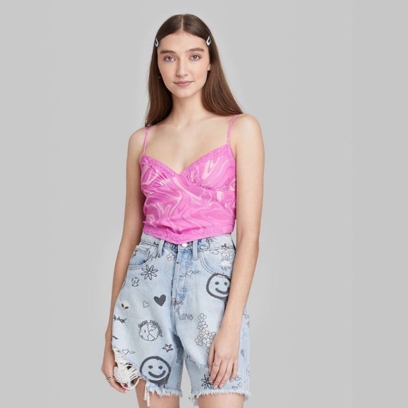 Wild fable pink satin lace trimmed cami nwt - Picture 1 of 7